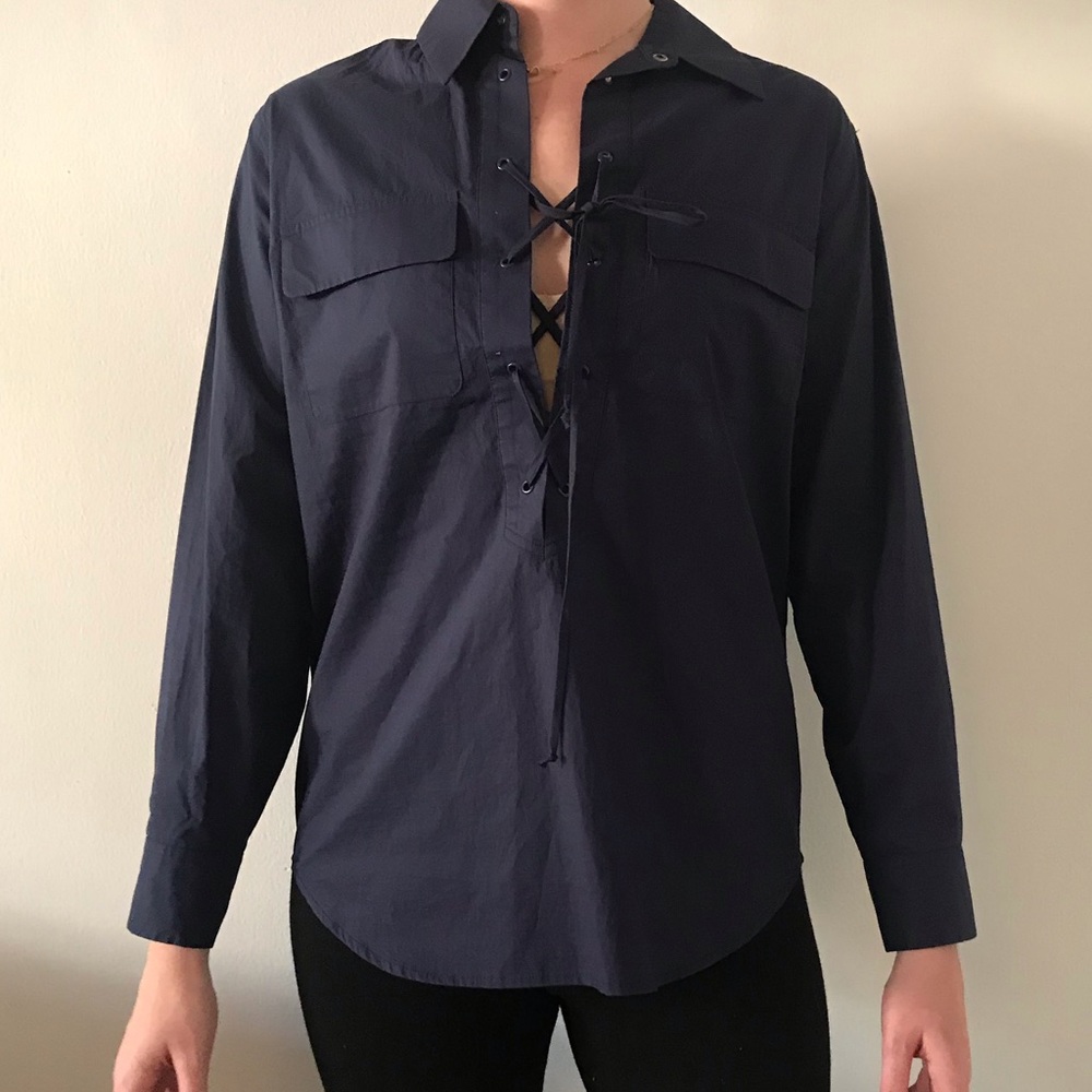 Equipment Lace Up Blouse